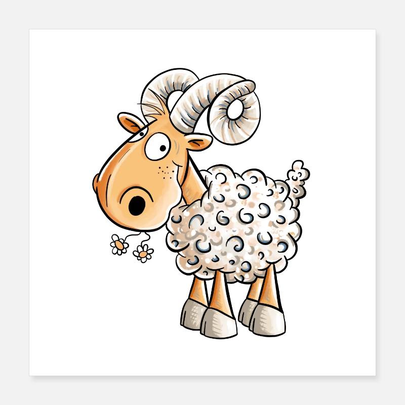Happy Widder I Schafbock I Schaf Poster 40x40 cm