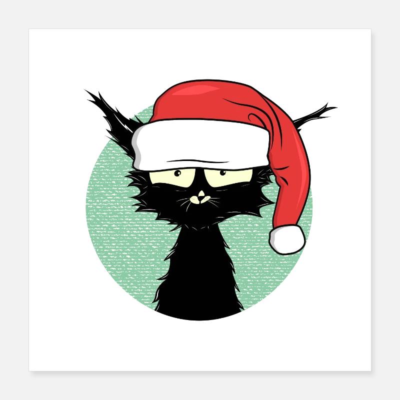 Pyjama chaton de Noël Poster 40 x 40 cm