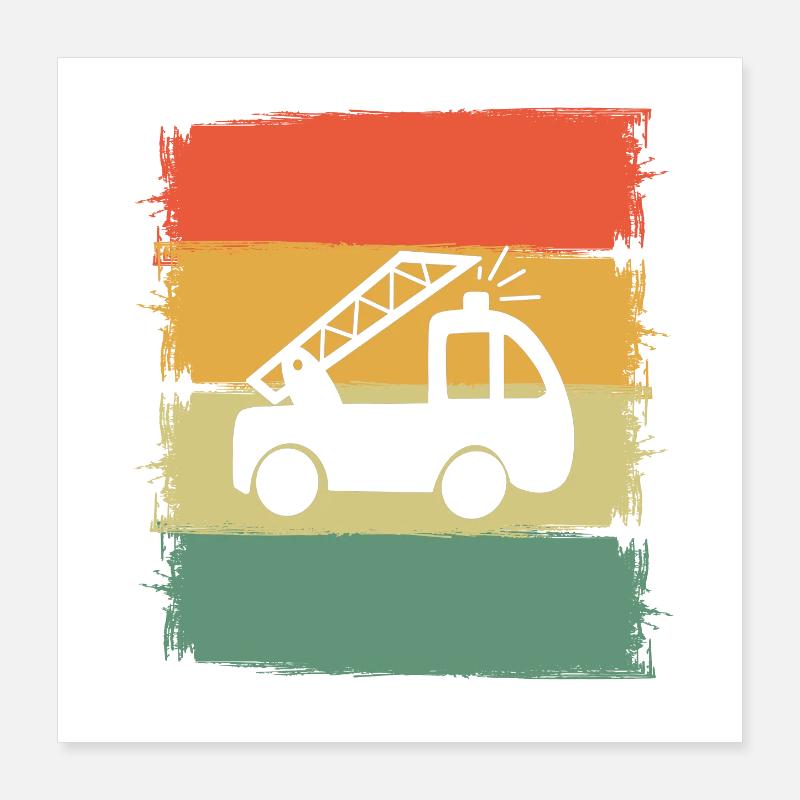 Fire truck children Poster 16" x 16" (40x40 cm)