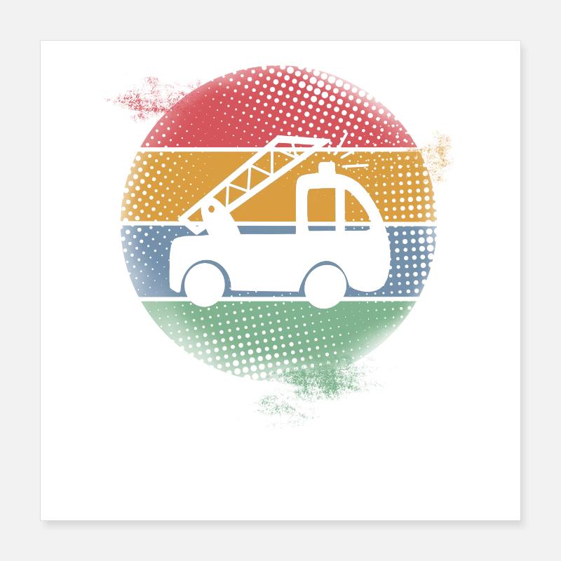 Voiture de pompiers Poster 40 x 40 cm