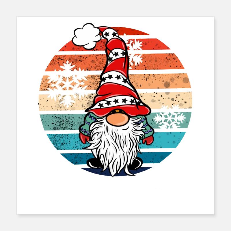 Elfes de Noël rétro avec des flocons de neige Poster 40 x 40 cm