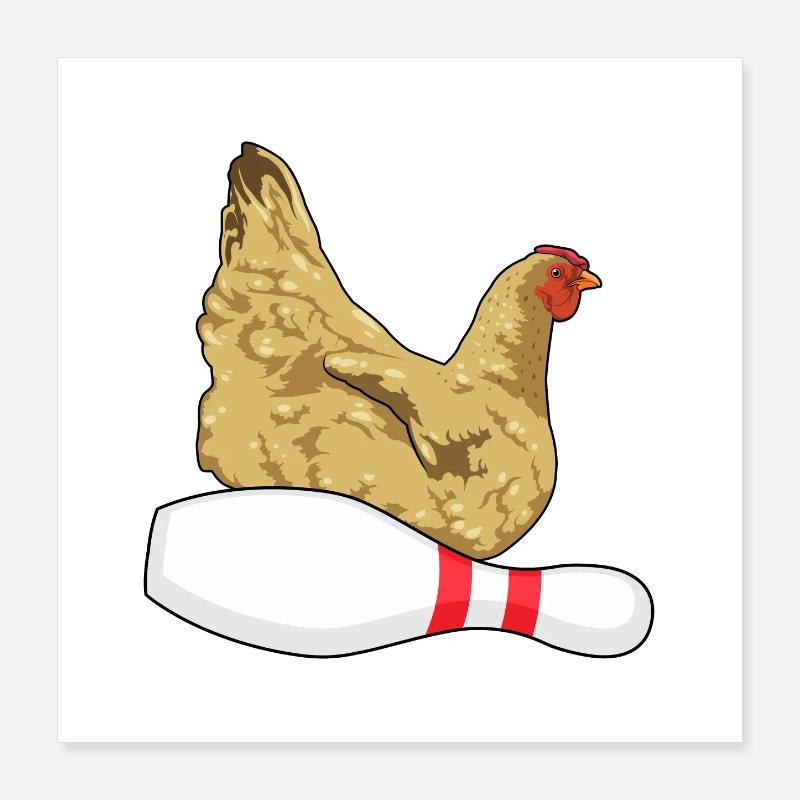 Huhn Bowling Pin Poster 40x40 cm
