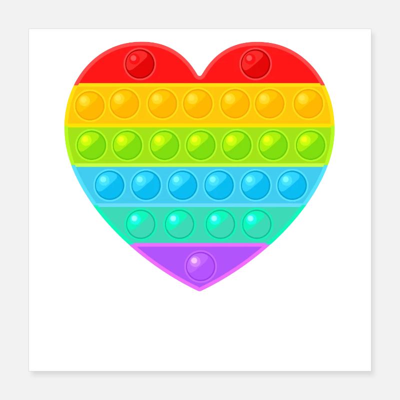 Pop It Popit Herz Bunt Regenbogen Poster 40x40 cm
