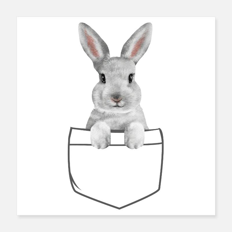 Rabbit Easter Flowers Rabbit Dad Poster 16" x 16" (40x40 cm)