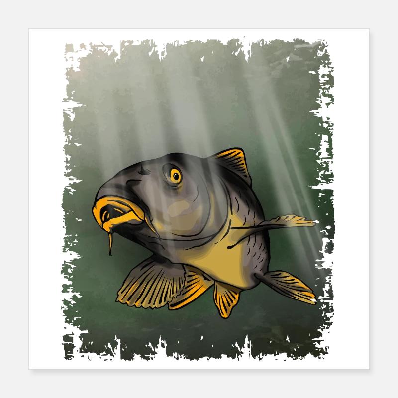 Karpfenfischen Unterwasserfisch-Design Poster 40x40 cm