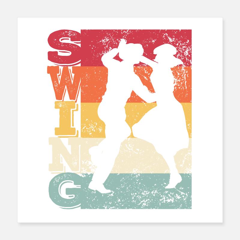 Boogie Woogie Swing Dancing Retro Colors Vintage Poster 40 x 40 cm