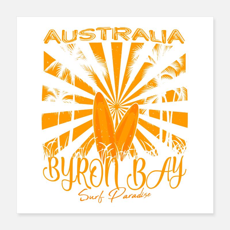 Byron Bay Australia Surfing Paradise Poster 16" x 16" (40x40 cm)