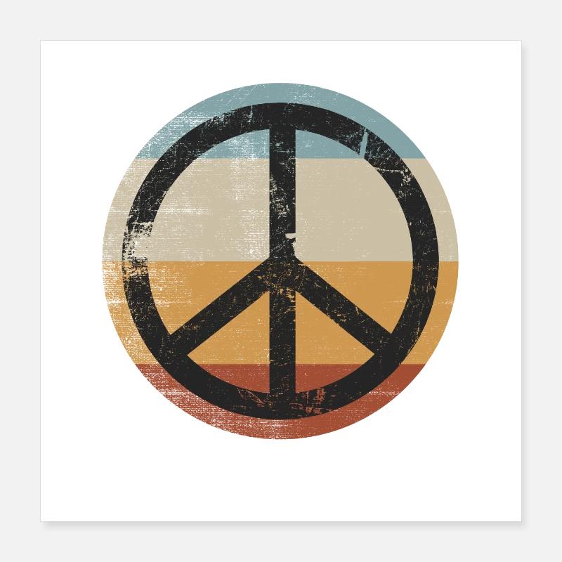 Retro Design Friedenszeichen Peace Zeichen Poster 40x40 cm