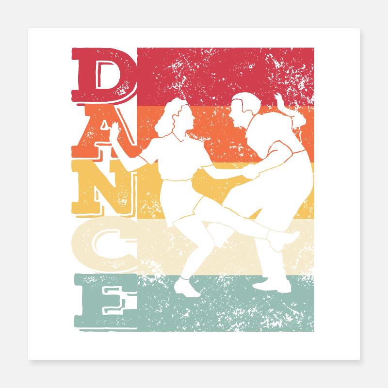 Boogie Woogie Swing Dancing Retro Colors Vintage Poster 40 x 40 cm