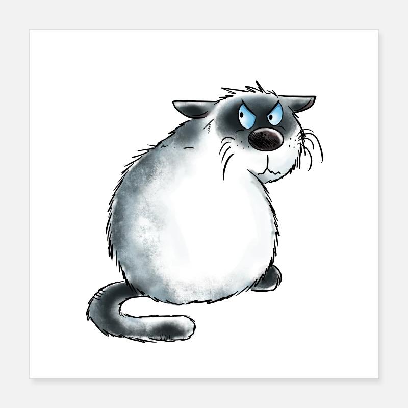 Grumpy Siamese Cat I Cat Friends Cadeau Poster 40 x 40 cm