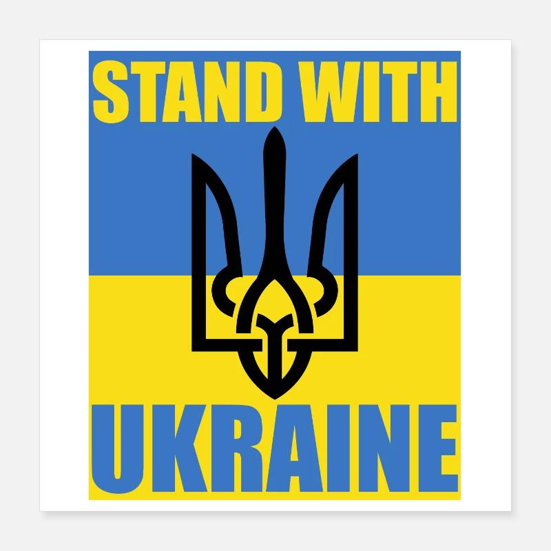 Stand With Ukraine Flag Trident Support Jersey Poster 16" x 16" (40x40 cm)