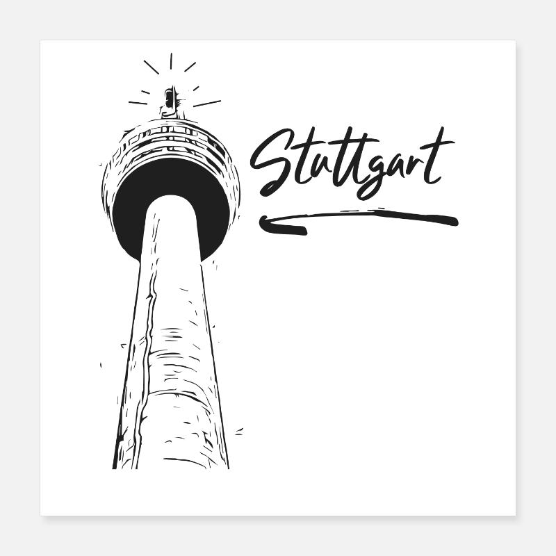 Stuttgart - Stuttgart TV Tower Poster 16" x 16" (40x40 cm)