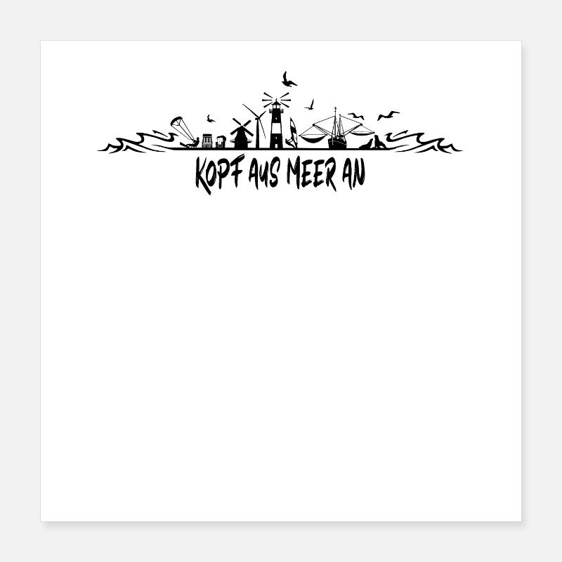 Kopf Aus Meer An Skyline Fischkutter Küste Nordsee Poster 40x40 cm