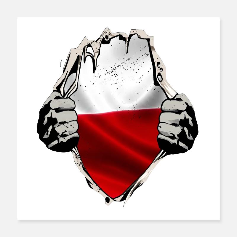 Polen - Polnische Flagge unterm Shirt Poster 40x40 cm