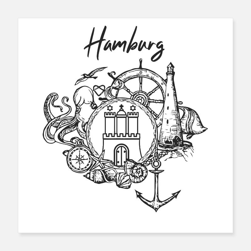 Maritime Hamburg Poster 16" x 16" (40x40 cm)