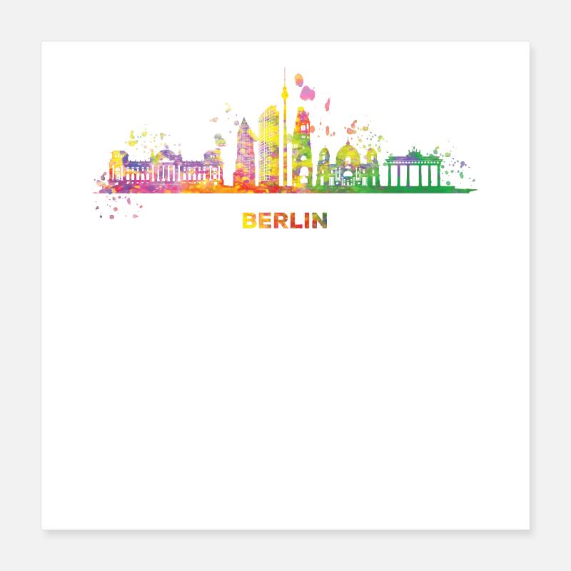 Berlin Skyline Tour de télévision colorée de Berlin Poster 40 x 40 cm