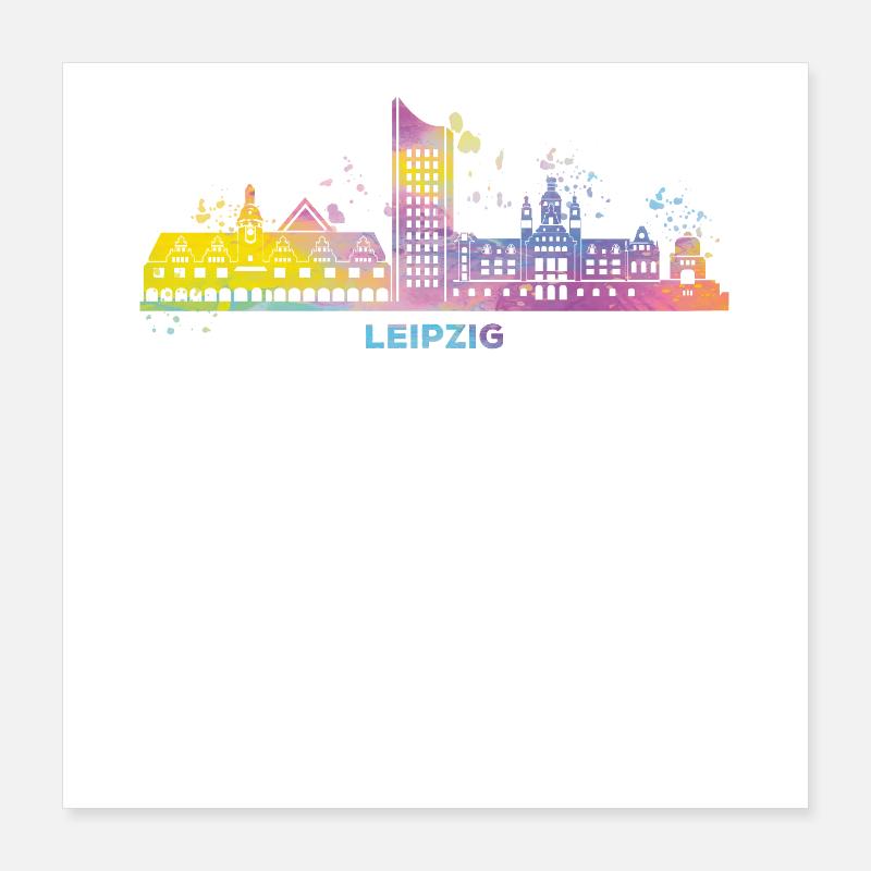 Leipzig Skyline Coloré Leipzig Uniriese Poster 40 x 40 cm