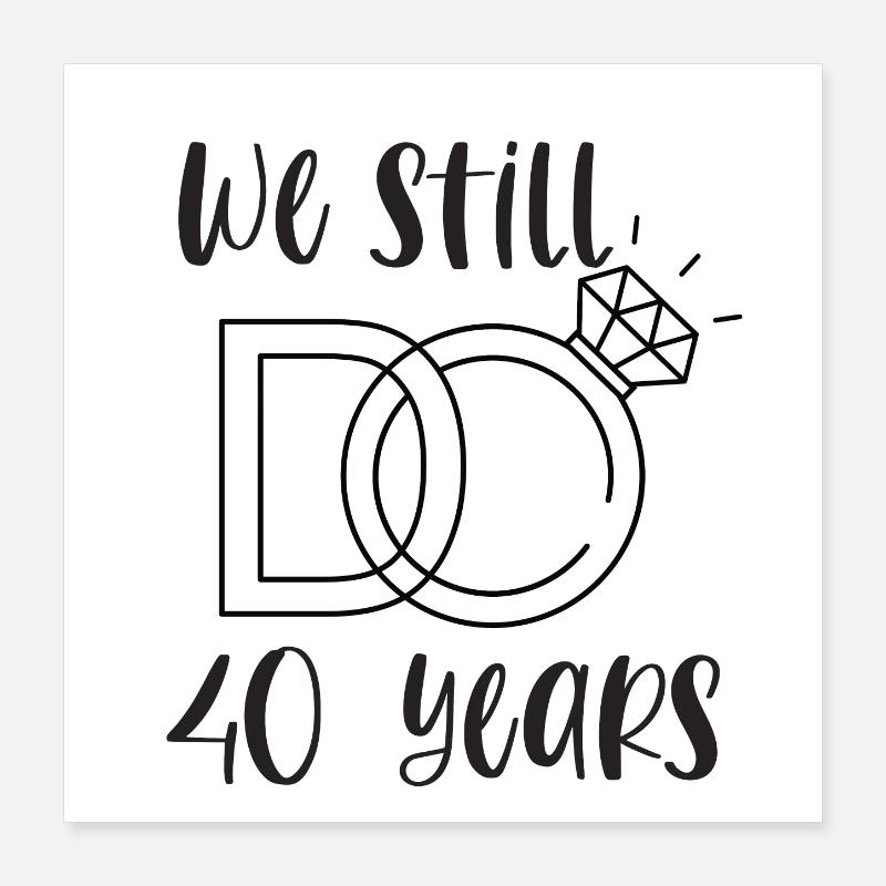 40ème anniversaire de mariage Ruby Cadeau de mariage Poster 40 x 40 cm