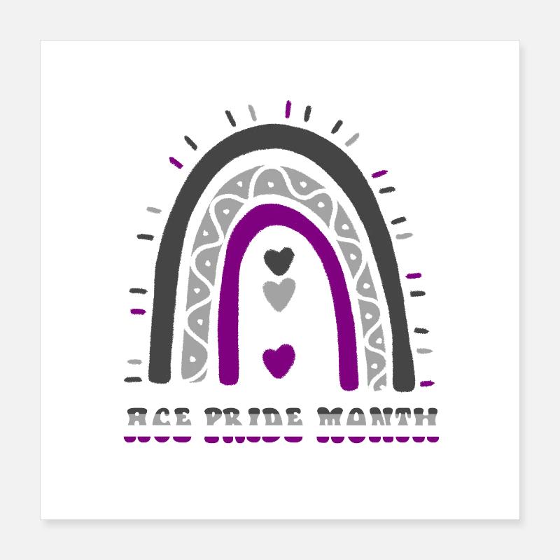 Happy Ace Pride Month Asexual Boho Rainbow Poster 16" x 16" (40x40 cm)