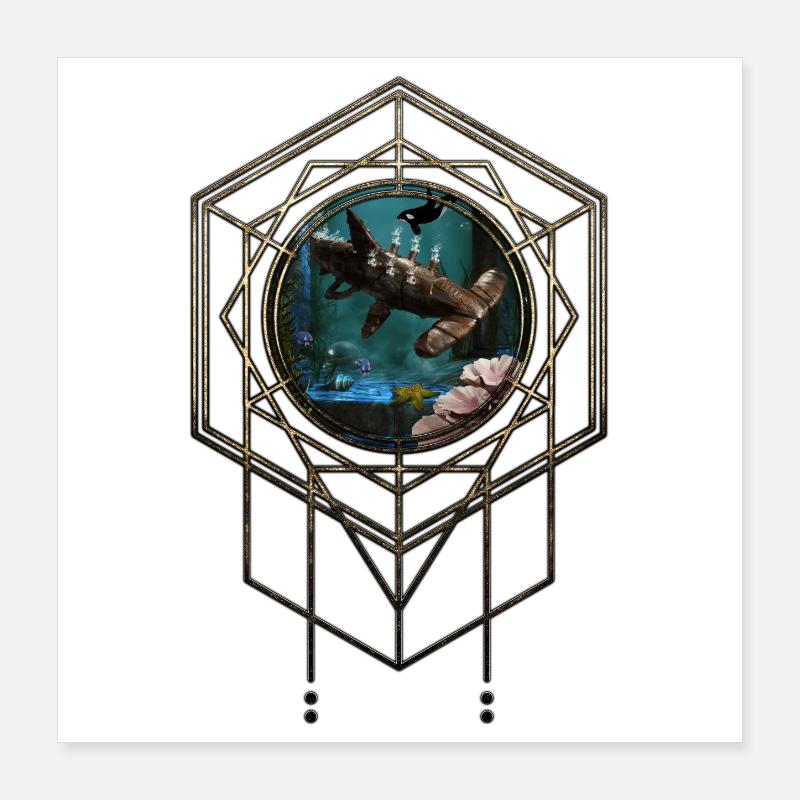 Requin-marteau steampunk génial Poster 40 x 40 cm