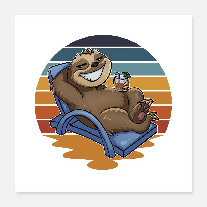 Sloth Holidaymaker Holiday Poster 16" x 16" (40x40 cm)