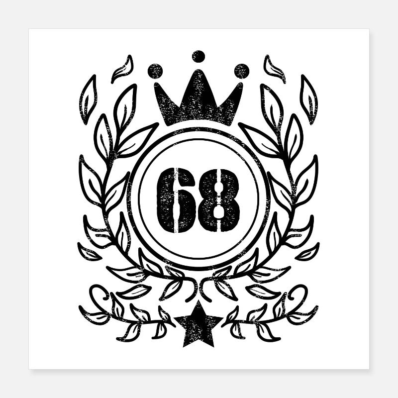 68 - Année de naissance Année de naissance 1968 Poster 40 x 40 cm