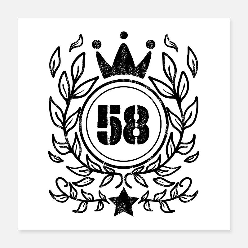 58 - Année de naissance Année de naissance 1958 Poster 40 x 40 cm