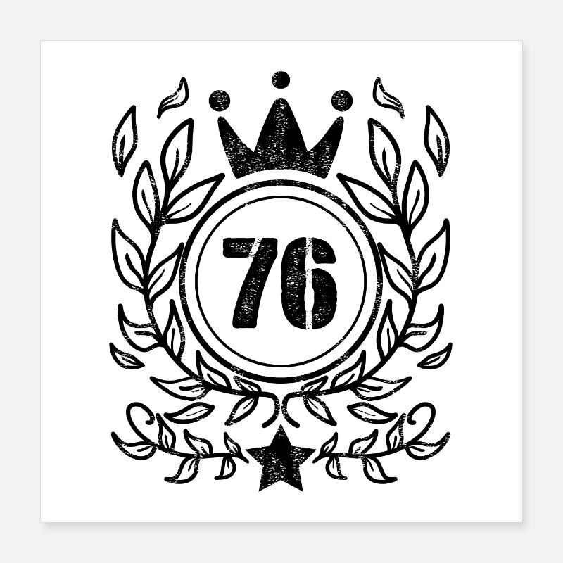 76 - Année de naissance Année de naissance 1976 Poster 40 x 40 cm