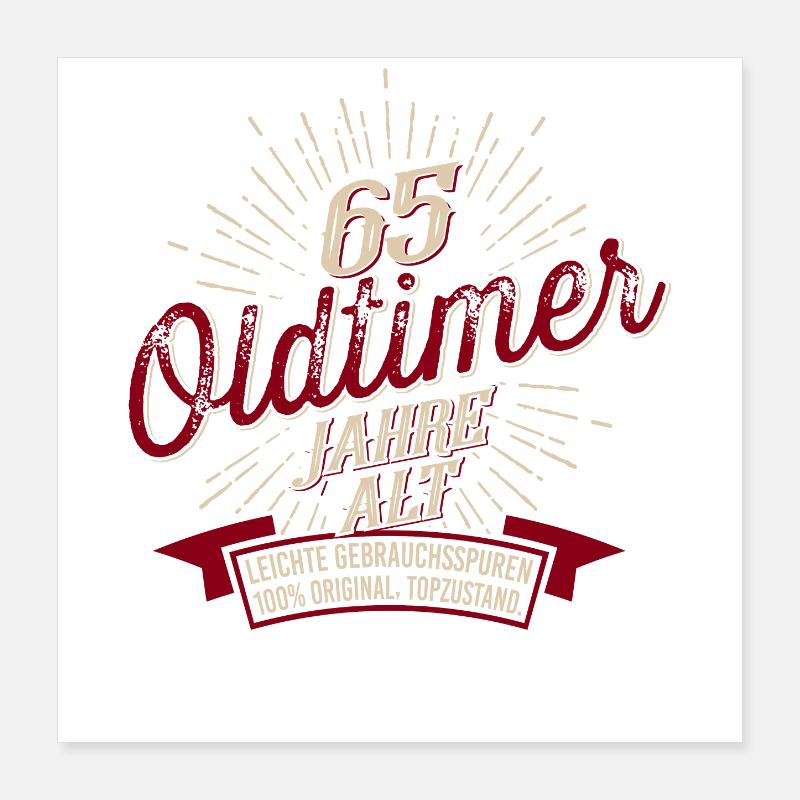 65. Geburtstag Oldtimer Poster 40x40 cm