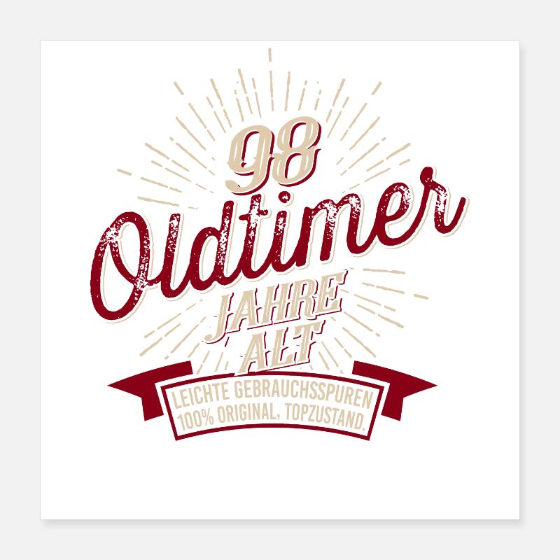 98. Geburtstag Oldtimer Poster 40x40 cm