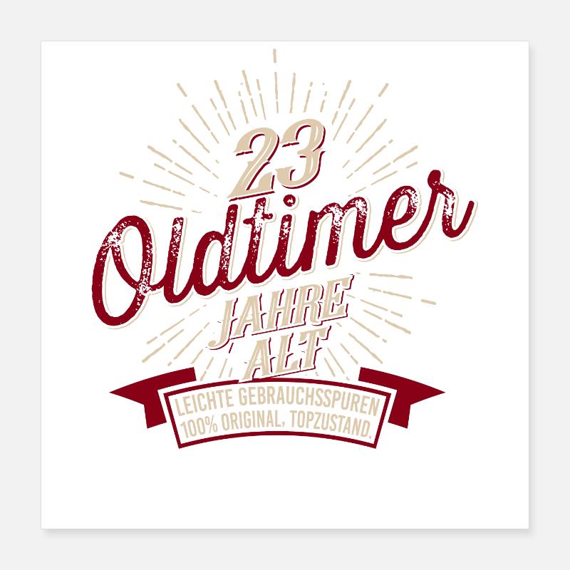23. Geburtstag Oldtimer Poster 40x40 cm