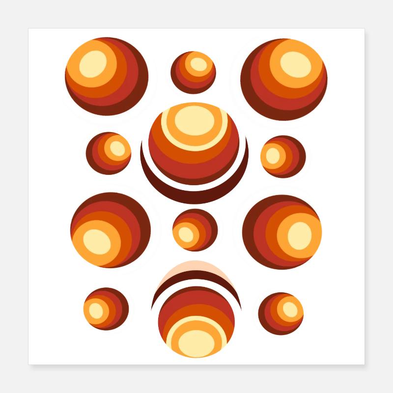 Retro Circle Pattern 70s Crescent Poster 16" x 16" (40x40 cm)