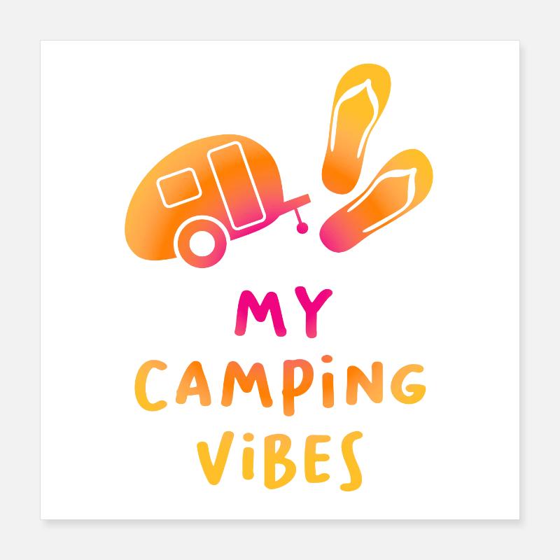 Camping Vibes Quote Verlauf Flip Flops Fan Caravan Poster 40x40 cm