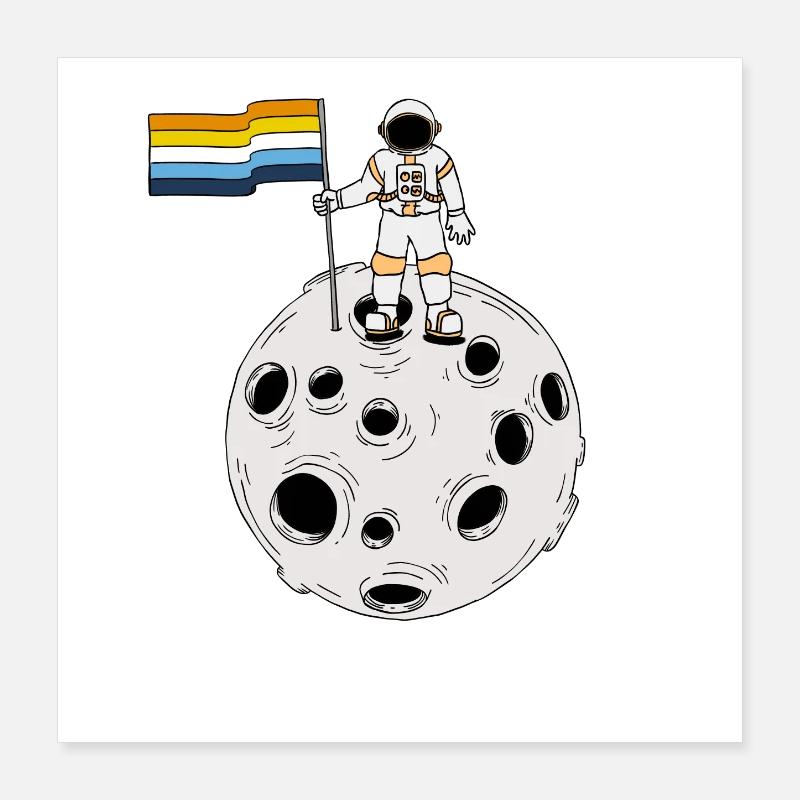 Astronaute d’Aroace sur la lune Drapeau d’Aroace Poster 40 x 40 cm