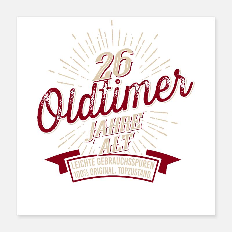 26. Geburtstag Oldtimer Poster 40x40 cm