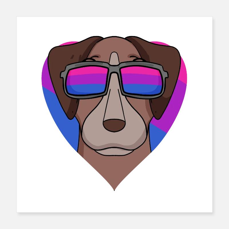 Bisexual Pointer Dog - Dog with Glasses Poster 16" x 16" (40x40 cm)