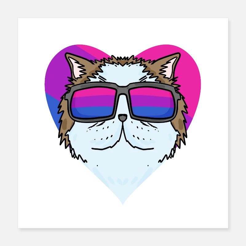 Bisexuell Perserkatze Katze - Katze mit Brille Poster 40x40 cm