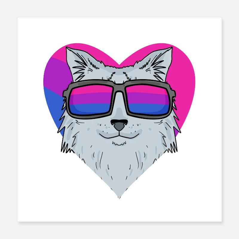 Chat Sibérien Bisexuel - Chat avec lunettes Poster 40 x 40 cm