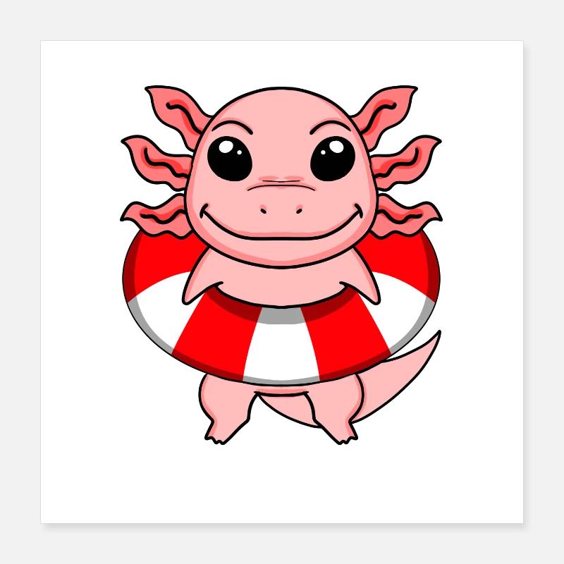 Axolotl Natation Bouée de sauvetage Poster 40 x 40 cm