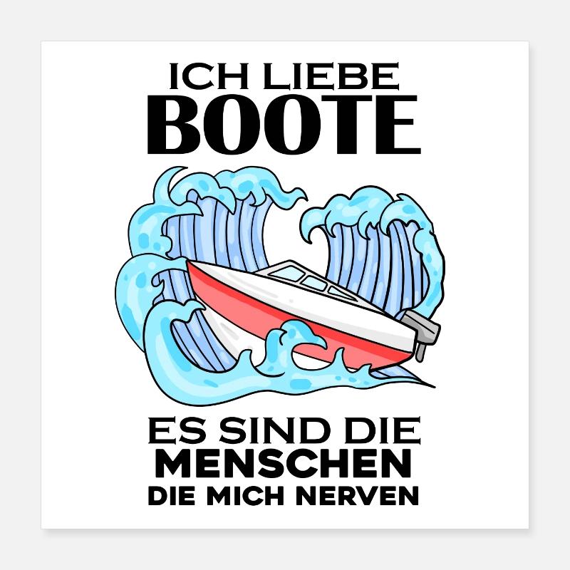 Motorboot Kapitän Bootsführerschein Poster 40x40 cm