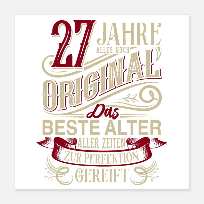 27. Geburtstag Vintage Retro Poster 40x40 cm