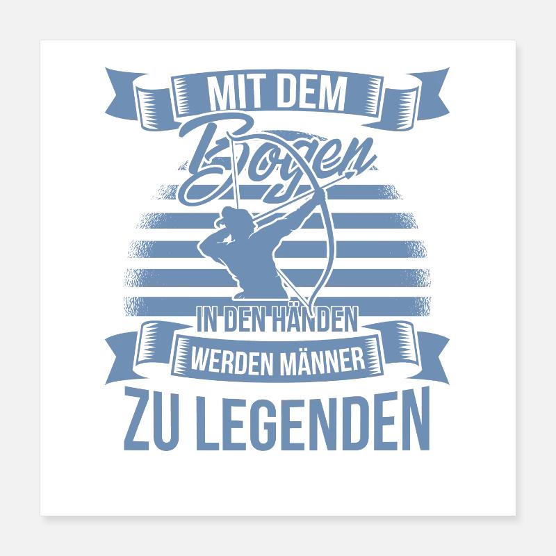 Bogenschiessen mit dem Bogen in den Händen Poster 40x40 cm