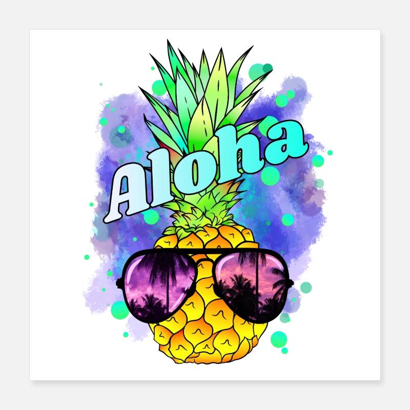 Ananas Aloha Coloré Poster 40 x 40 cm