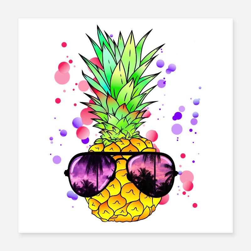 Art coloré de l’ananas Poster 40 x 40 cm