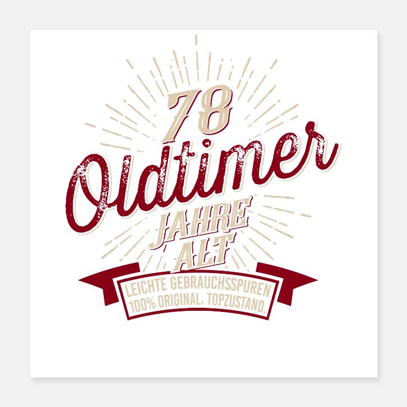 78. Geburtstag Oldtimer Poster 40x40 cm