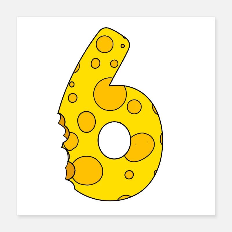Number 6 Digit Cheese Poster 16" x 16" (40x40 cm)