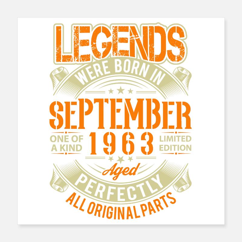 1963 Septembre Légende d’anniversaire Poster 40 x 40 cm