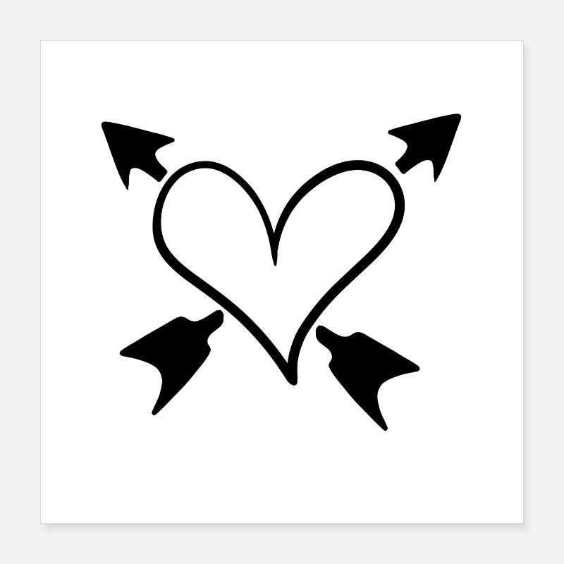Flèches de cœur Amour Poster 40 x 40 cm