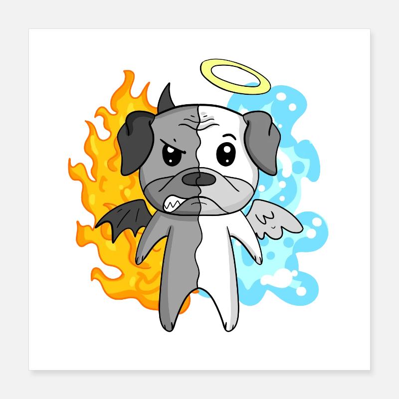 Carlin de chien - Ange et diable Poster 40 x 40 cm