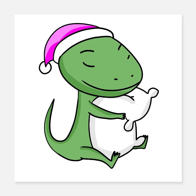 Lézard avec oreiller et bonnet de couchage Poster 40 x 40 cm